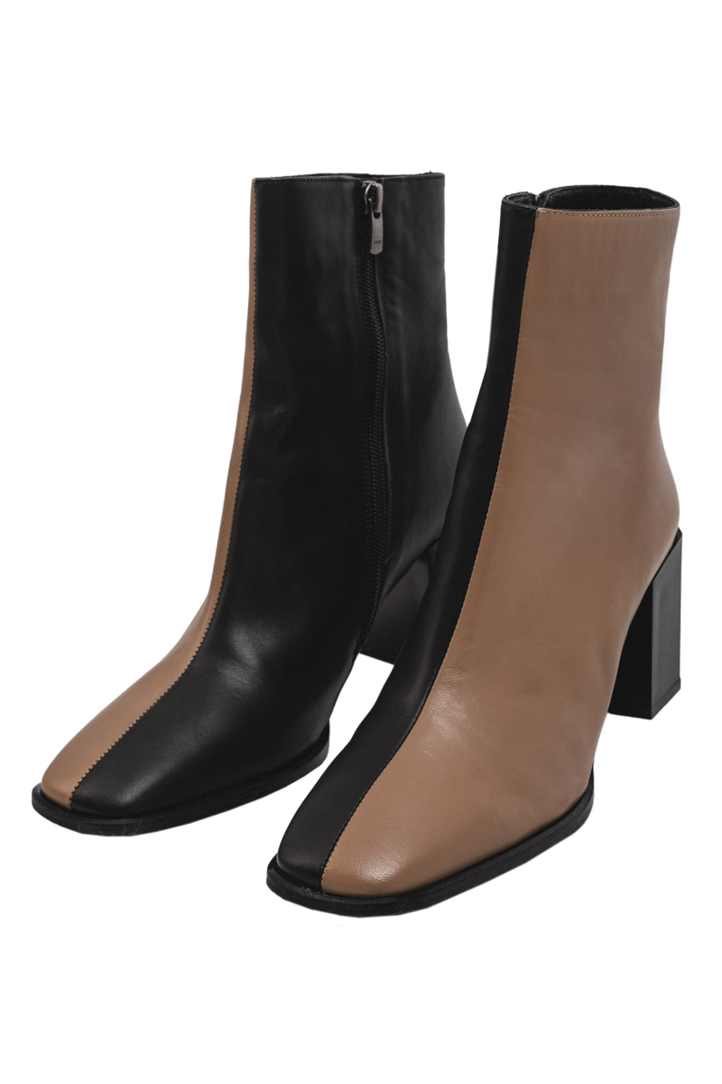 Ankle boots black-beige photo